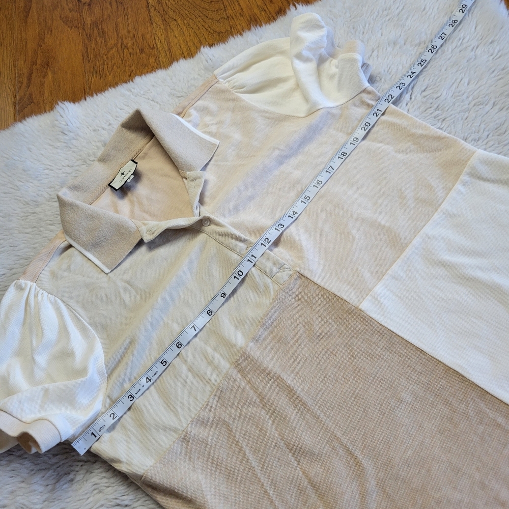 Tuckernuck Pique Puff Sleeve Peggy Polo Shirt Women's XL Sandstone Short Sleeve - Picture 7 of 8
